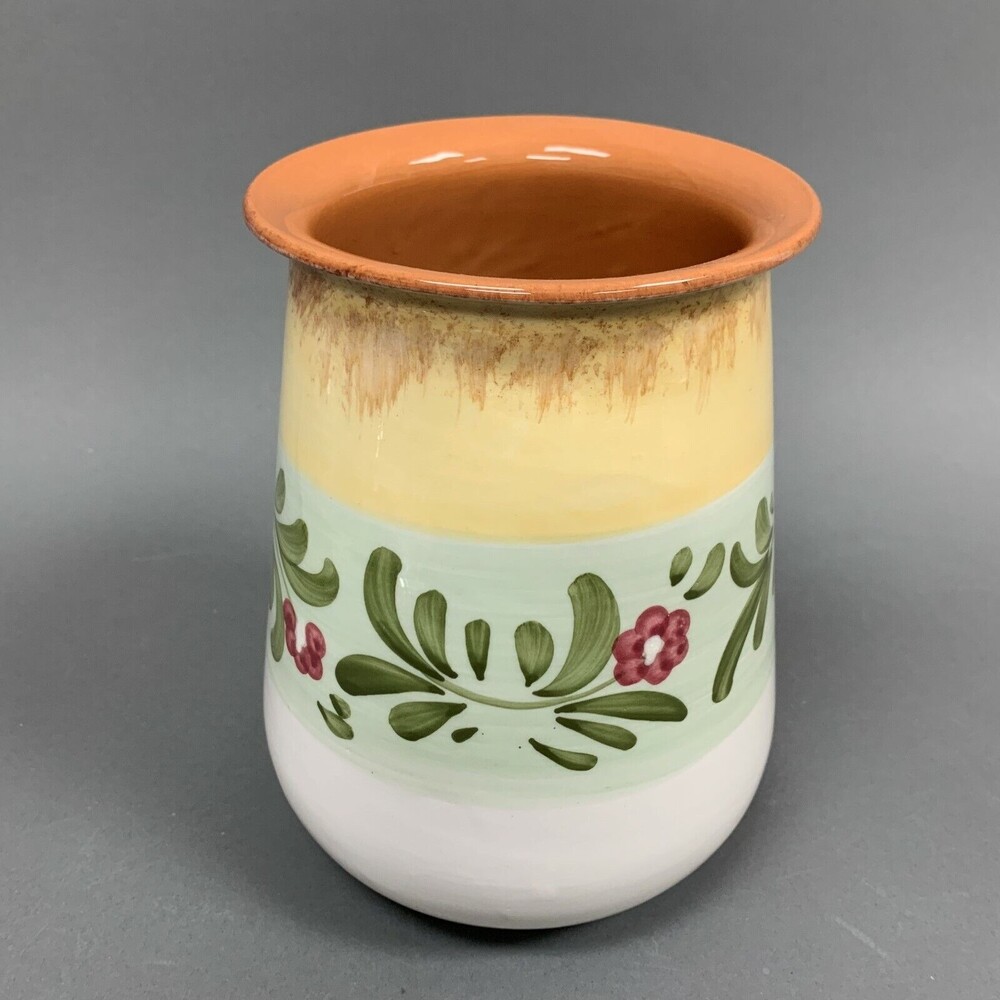 Home Made in Italy Floral Flowers Jar Canister Micro Dishwasher Safe 7 5/8” High